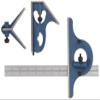 Fowler 52-385-012 Steel Combination Square Set Includes with Baked Blue Enamel Finish, 4R Graduation Interval, 12" Length view 2