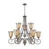 Georgetown 9-Light Chandelier in in Weathered Zinc with Mercury Glass view 2