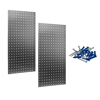 Triton Products Stainless Steel Pegboards - Set of 2 Locboards, Silver Wall Panels for Garage, Home Storage, and Organization, 18" x 36"
