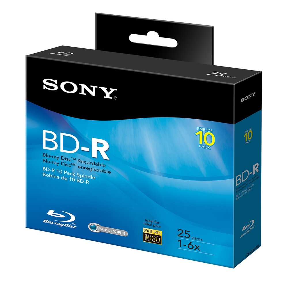 Sony 10BNR25RNS 6x 25GB Recordable Blu-Ray Disc - 10 Pack Spindle
