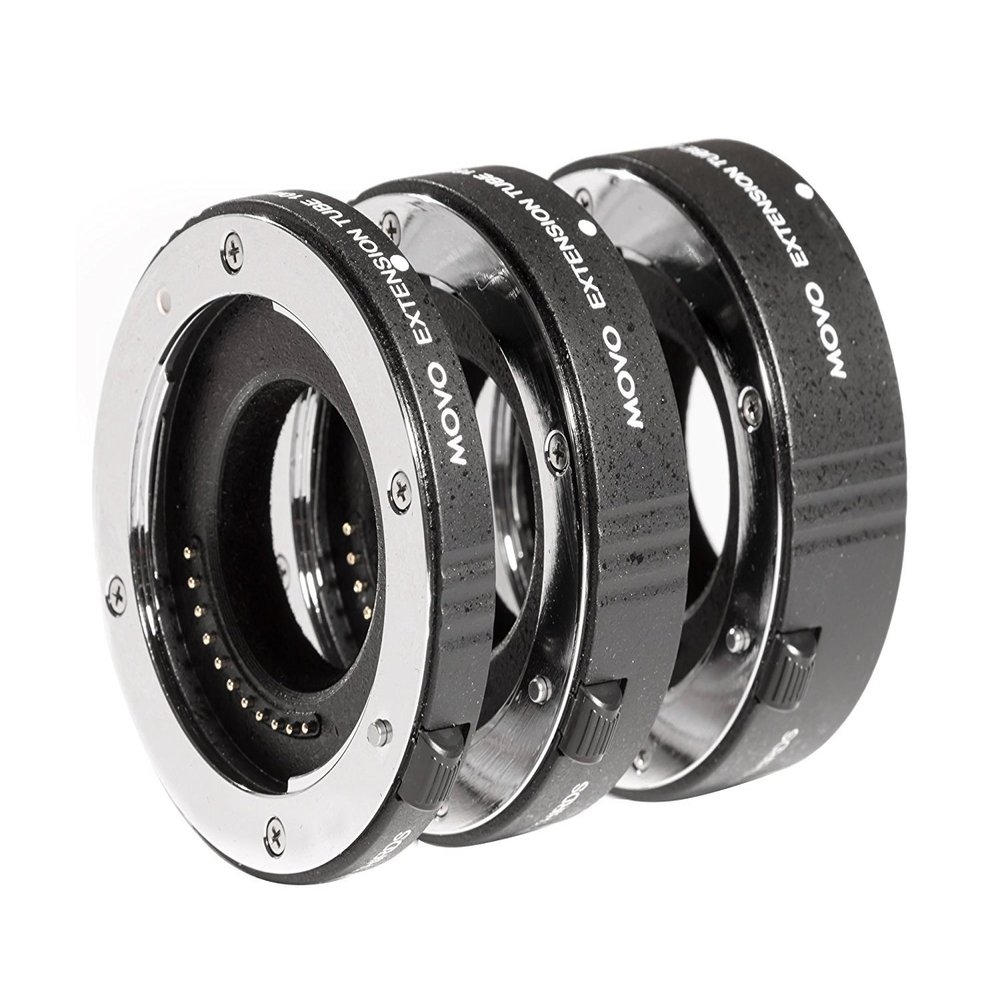 Movo/Kooka MT-CM47 3-Piece AF Chrome Macro Extension Tube Set for Canon EOS M, M2, M3, M5, M6, M10, M100 Mirrorless Cameras with 10mm, 16mm and 21mm Tubes