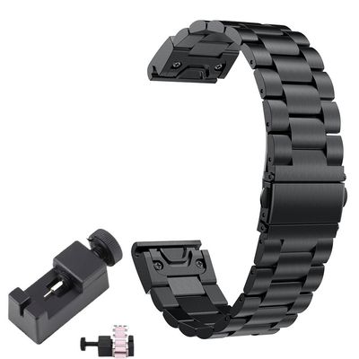 TenCloud Watchband for Fenix 7/Fenix 6/Fenix 5Instinct 2/Approach S62 Band Metal Easy Fit 22mm Stainless Steel Bands Compatible with Garmin Instinct 2 45mm (Black Metal)