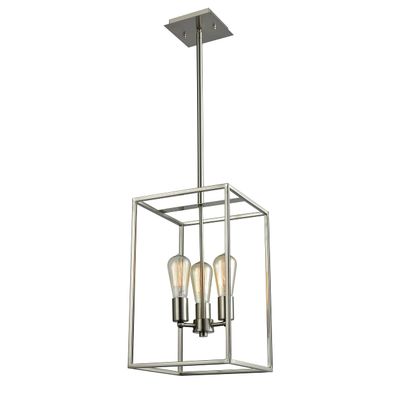 Elk Home Williamsport Dining Room Chandelier, 3-Light Transitional Hanging Ceiling Light Fixture, Brushed Nickel, 10 Inch Wide