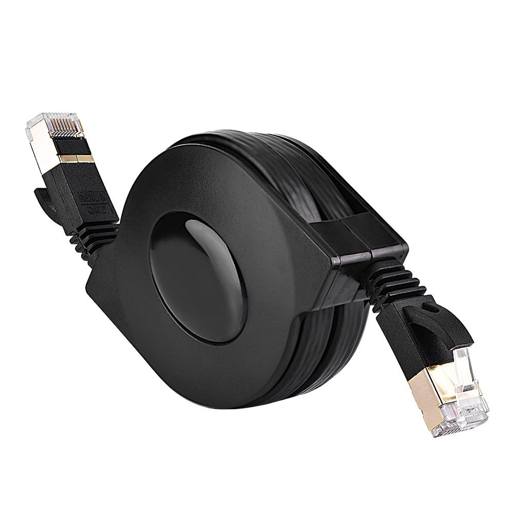 FOSA CAT 7 Ethernet Cable, Retractable CAT7 RJ45 600MHz Patch LAN Network Cable Flat Ethernet Cord