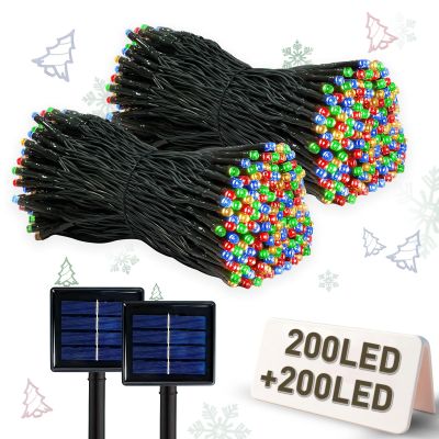 LALAPAO Solar String Lights Outdoor 2 Pack, Total 400 LED 144Ft, Multicolor
