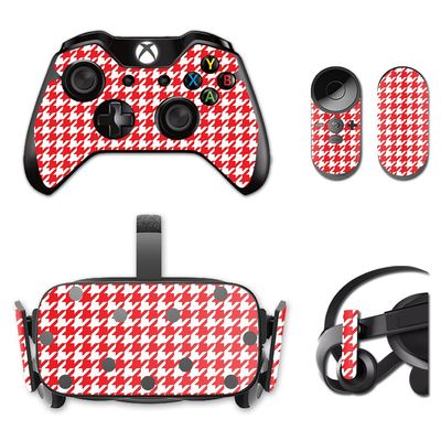 MightySkins Skin Compatible with Oculus Rift CV1 Red Houndstooth | Protective, Durable, and Unique Vinyl Decal wrap Cover | Easy to Apply, Remove, and Change Styles | Made in The USA