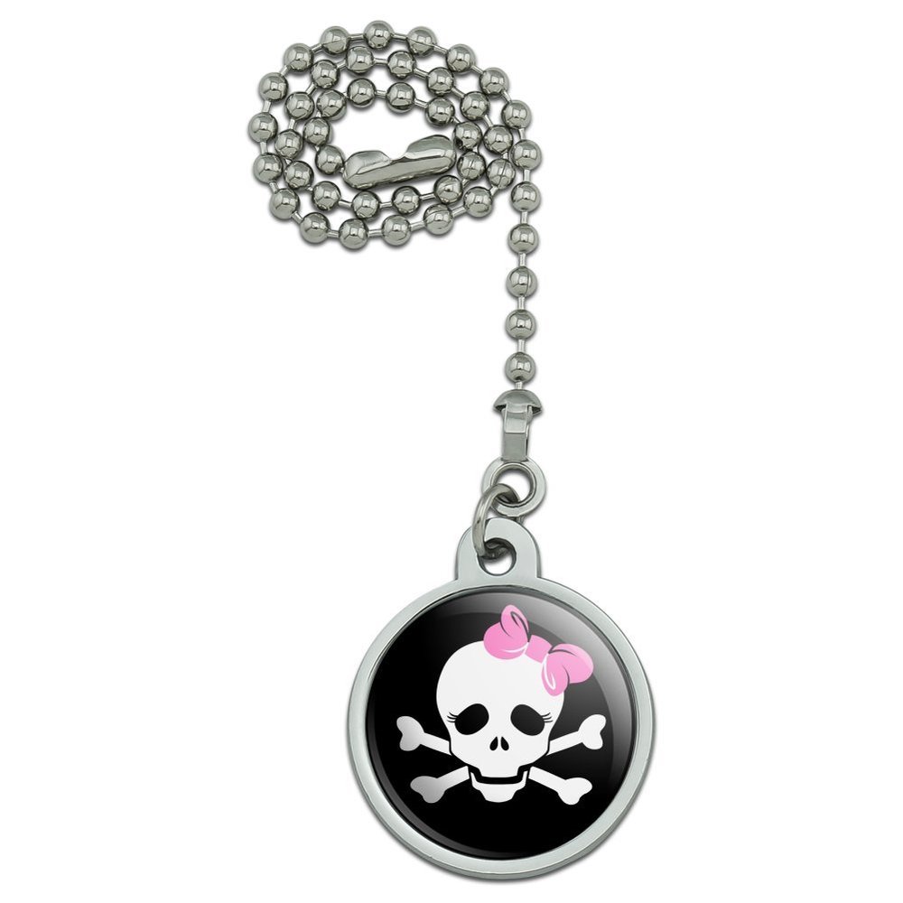 Skulls Crossbones Daughter Stick Figure Family Girl Pink Bow Ceiling Fan