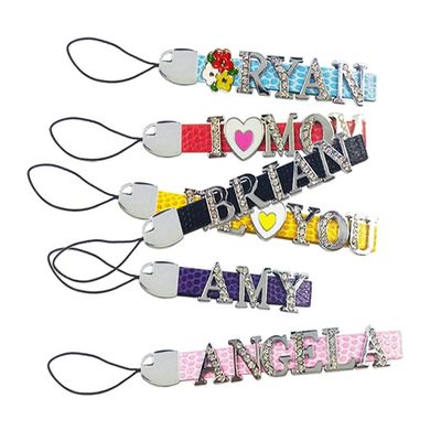 BAA Strap Charm, Cord for Cell Phones, Cameras, USB Flash Drives, Keys, Personalized Custom Rhinestone Name with Metal letters(1-8 letters).