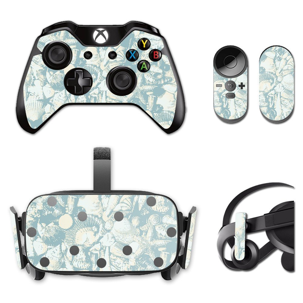 MightySkins Skin Compatible with Oculus Rift CV1 Blue Seashells | Protective, Durable, and Unique Vinyl Decal wrap Cover | Easy to Apply, Remove, and Change Styles | Made in The USA
