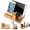 Bamboo Wood Multi-Device Desktop Charging Dock Station Charger Holder Cradle Charge Stand for iPhone 16 15 14 13 12 11 Pro Max iWatch 2 3 4 5 Compatible with iPad Mini Air Pro 2 3 Smartphones view 1