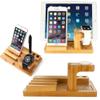 Bamboo Wood Multi-Device Desktop Charging Dock Station Charger Holder Cradle Charge Stand for iPhone 16 15 14 13 12 11 Pro Max iWatch 2 3 4 5 Compatible with iPad Mini Air Pro 2 3 Smartphones view 2