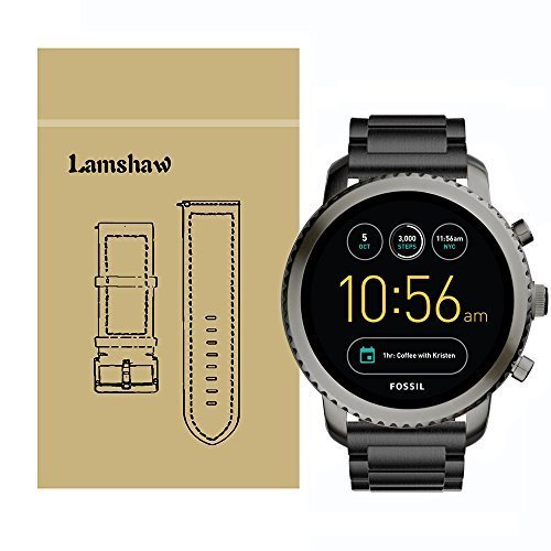 Lamshaw Smartwatch Band for Fossil Q Explorist, Stainless Steel Metal Replacement Straps for Fossil Q EXPLORIST Gen 3 / Q EXPLORIST HR Gen 4 (Black)