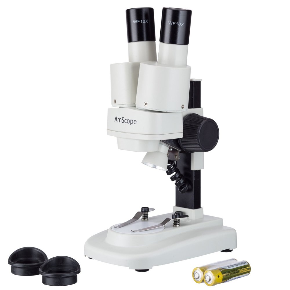 AmScope Kids SE100-ZZ-LED 20X-50X Cordless Student Stereo Microscope + LED Light