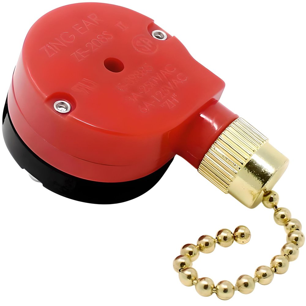 ZE-208S ZH E89885 3 Speed 4 Wire Pull Chain Ceiling Fan Switch Replacement Repair Kit 3 Way 4 Position Rotary Motor Controller 3A 250VAC 6A 125VAC for Ceiling Fans, Floor Fans & Applicances - Brass