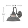 Hinkley Troyer Small Outdoor Wall Mount Lantern Light, Gooseneck Arm, Farmhouse Shade with Ribbed Glass Accent, Aged Zinc view 3