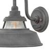 Hinkley Troyer Small Outdoor Wall Mount Lantern Light, Gooseneck Arm, Farmhouse Shade with Ribbed Glass Accent, Aged Zinc view 4