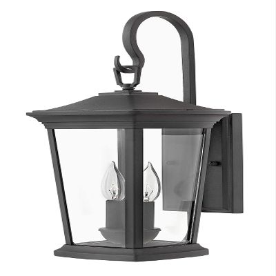 Hinkley Bromley Medium LED Wall Mount Lantern, Museum Black, 120V, Add Security to Porches, Patios, Exterior Spaces with Durable LED Outdoor Lighting, Includes 2-5w Cand. LED Lamps, 2364MB-LL