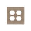Nostalgic Warehouse New York Switch Plate with Double Outlet in Antique Brass view 1