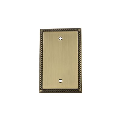 Nostalgic Warehouse Rope Switch Plate with Blank Cover in Antique Brass