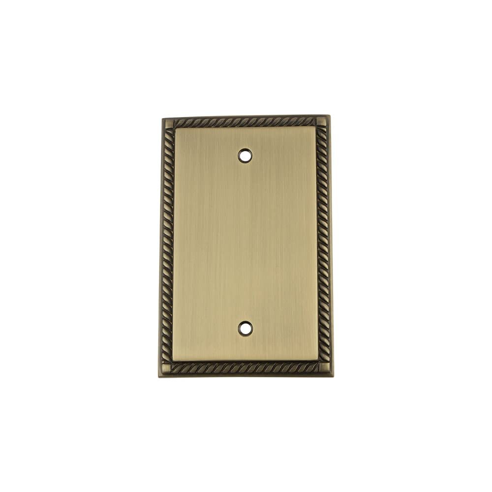 Nostalgic Warehouse Rope Switch Plate with Blank Cover in Antique Brass
