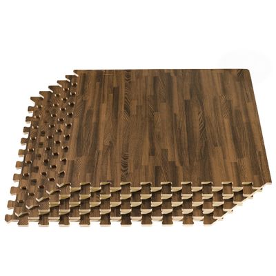 Forest Floor 5/8 Inch Thick Printed Foam Tiles, Premium Wood Grain Interlocking Foam Floor Mats, Anti-Fatigue Flooring, Walnut, 48 Sq Ft