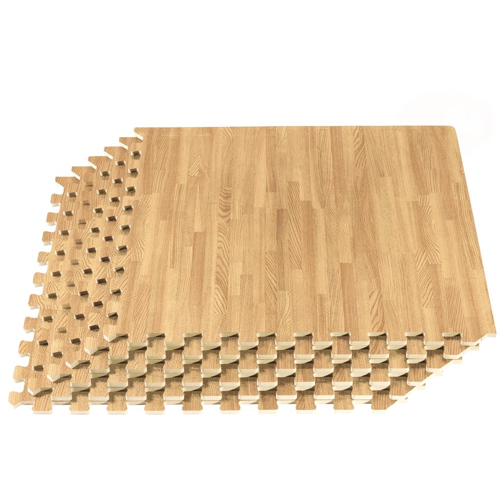 Forest Floor 5/8 Inch Thick Printed Foam Tiles, Premium Wood Grain Interlocking Foam Floor Mats, Anti-Fatigue Flooring, White Oak, 24 Sq Ft