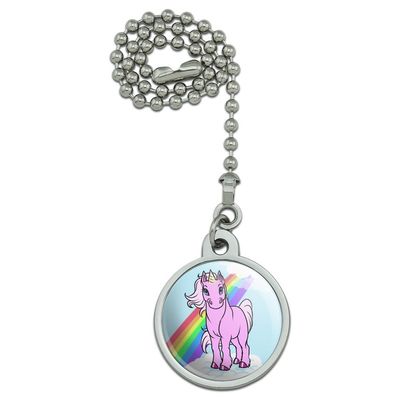 GRAPHICS & MORE Pink Unicorn Floating on Cloud Rainbow Ceiling Fan and Light Pull Chain