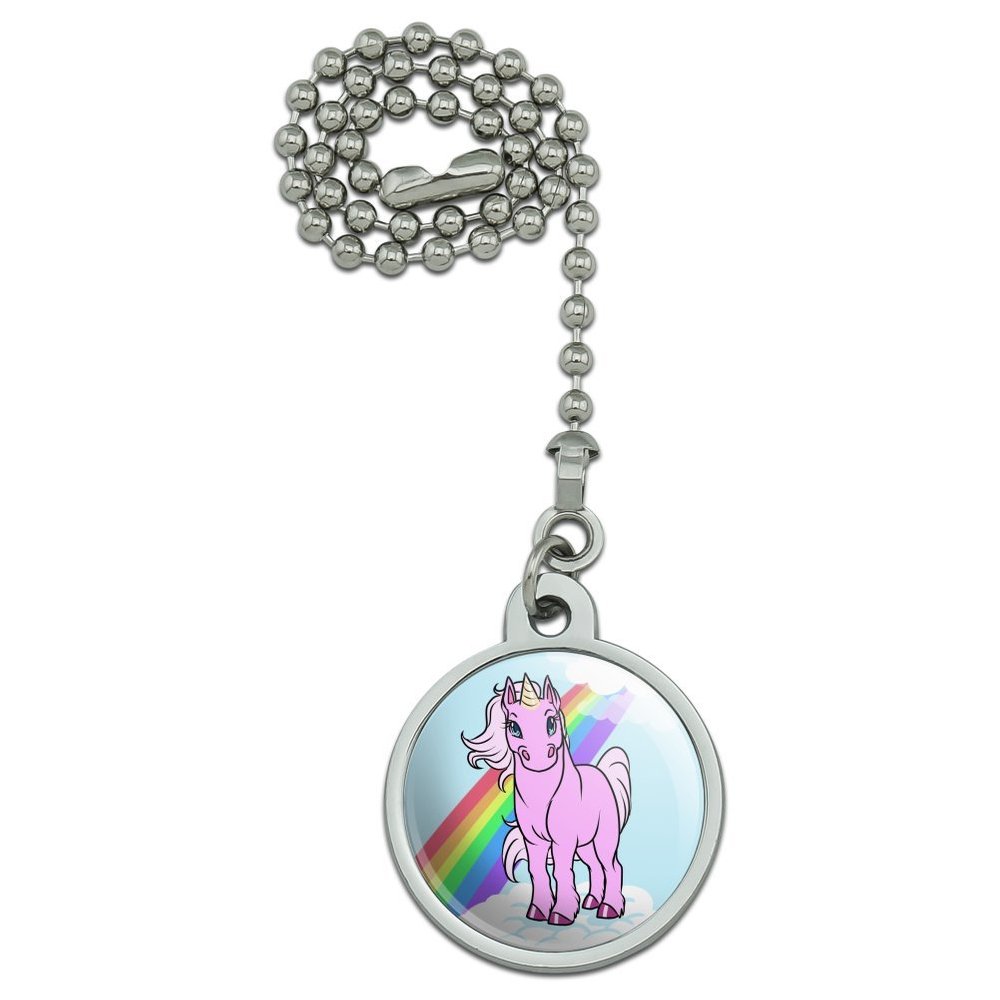 GRAPHICS & MORE Pink Unicorn Floating on Cloud Rainbow Ceiling Fan and Light Pull Chain