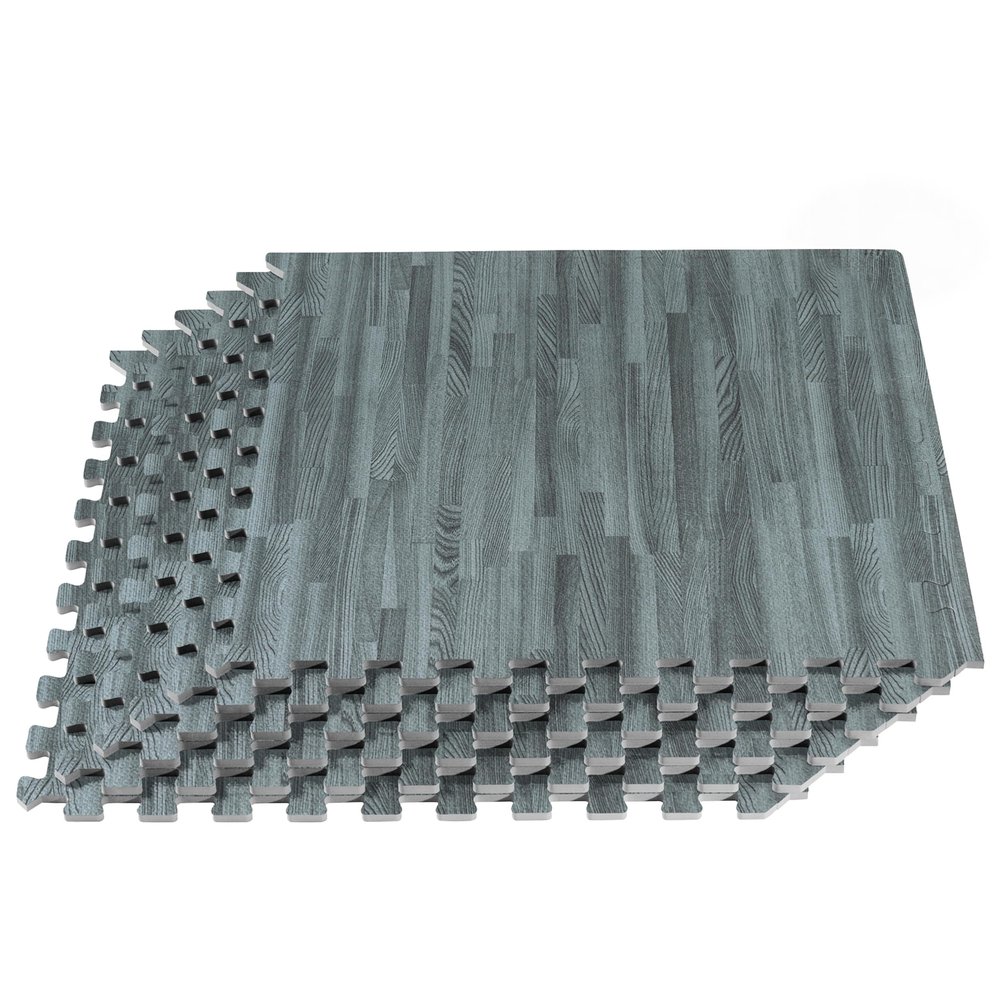 Forest Floor 5/8 Inch Thick Printed Foam Tiles, Premium Wood Grain Interlocking Foam Floor Mats, Anti-Fatigue Flooring, Slate, 16 Sq Ft