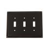Nostalgic Warehouse Rope Switch Plate with Triple Toggle in Timeless Bronze view 1