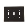 Nostalgic Warehouse Rope Switch Plate with Triple Toggle in Timeless Bronze view 2