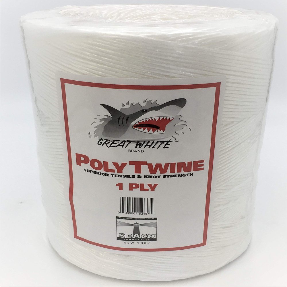 Polypropylene Tying Twine 1 Ply White 6,500ft. Premium Poly Twine Tie Wrap Soft on Hand Center top Pull Strong Chemical & Moisture Resistant Heavy Duty Packaging Rope Bailing Shipping & Bundling