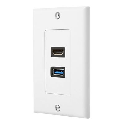 ZEXMTE HDMI and USB 3.0 Wall Plate HDMI Wall Charger Outlet Mount Socket Face Plate Panel Cover, USB & HDMI Port for High-Speed Charging, Wall Face Plate Plug Insert Panel Cable Mount Socket, White