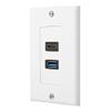 ZEXMTE HDMI and USB 3.0 Wall Plate HDMI Wall Charger Outlet Mount Socket Face Plate Panel Cover, USB & HDMI Port for High-Speed Charging, Wall Face Plate Plug Insert Panel Cable Mount Socket, White view 1