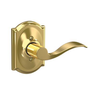 SCHLAGE Accent Lever with Camelot Trim Non-Turning Lock in Bright Brass - Right Handed - F170 ACC 605 CAM RH