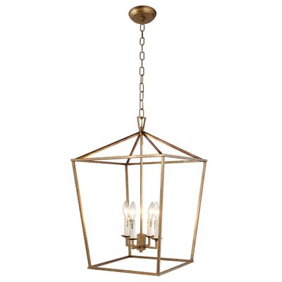 Decomust Openwork Lantern Pendant Stairway Entry Kitchen Hall Foyer Fixture Chandelier (Gold)