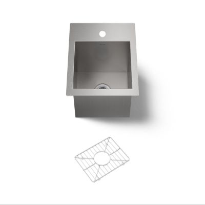KOHLER Vault(TM) 15" x 15" x 9-5/16" top-/under-mount bar sink with single faucet hole