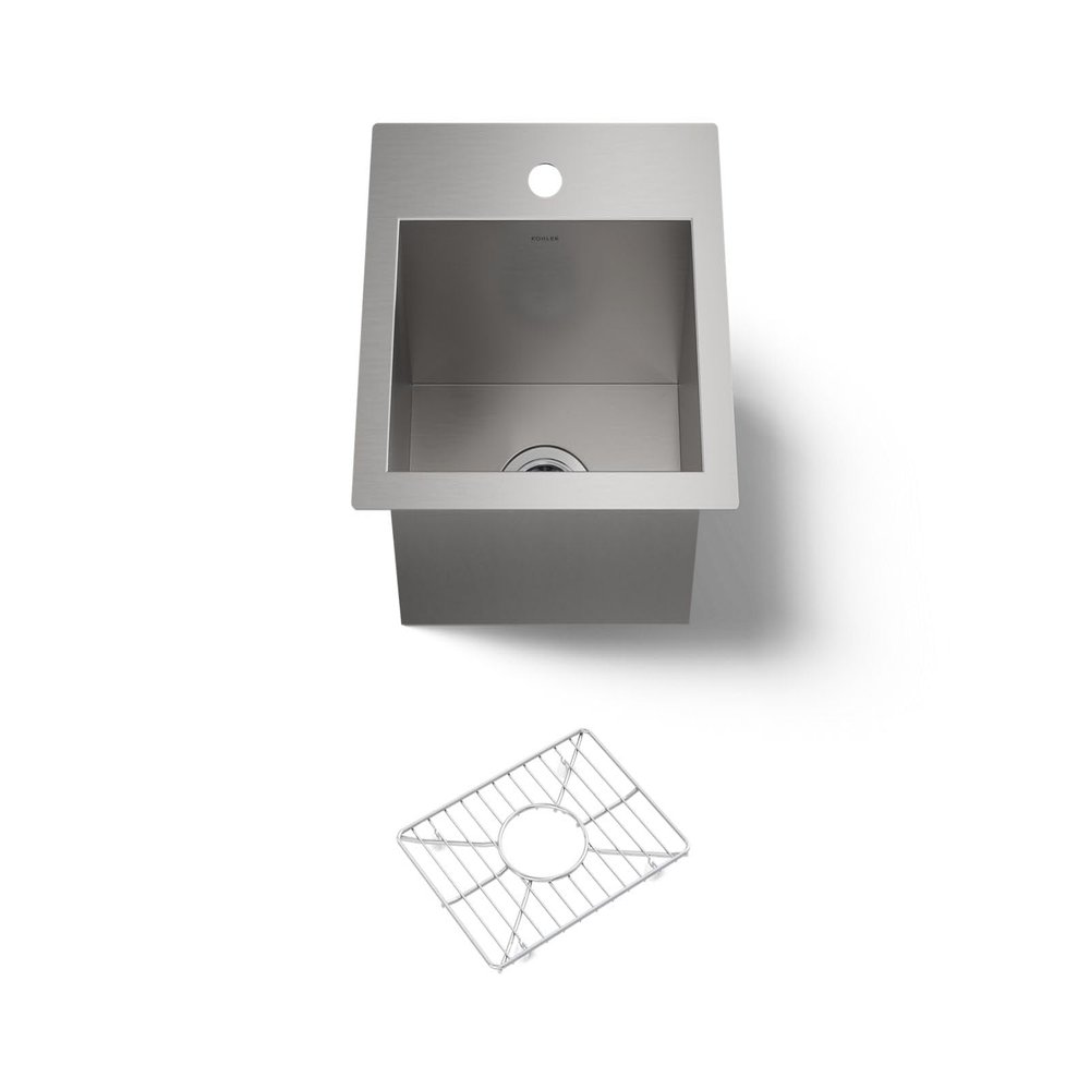 KOHLER Vault(TM) 15" x 15" x 9-5/16" top-/under-mount bar sink with single faucet hole