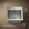 KOHLER Vault(TM) 15" x 15" x 9-5/16" top-/under-mount bar sink with single faucet hole view 3
