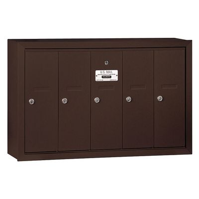 Salsbury Industries 3505ZSP Surface Mounted Vertical Mailbox with Master Commercial Lock with Private Access and 5 Doors, Bronze