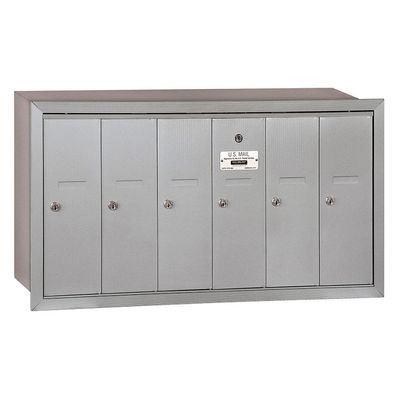 Salsbury Industries 3506ARP Recessed Mounted Vertical Mailbox with Master Commercial Lock with Private Access and 6 Doors, Aluminum