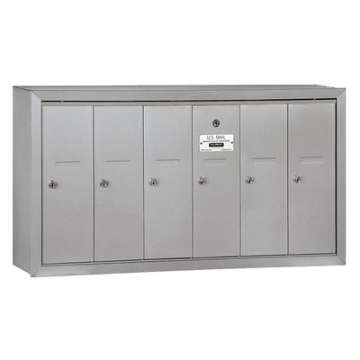 Salsbury Industries 3506ASP Surface Mounted Vertical Mailbox with Master Commercial Lock with Private Access and 6 Doors, Aluminum
