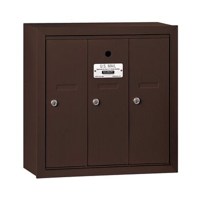 Salsbury Industries 3503ZSU Surface Mounted Vertical Mailbox with USPS Access and 3 Doors, Bronze