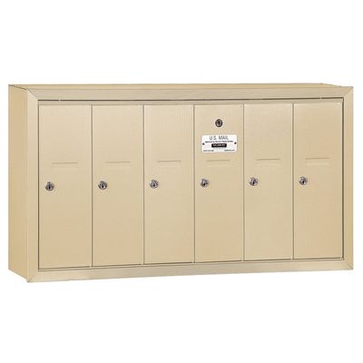 Salsbury Industries 3506SSP Surface Mounted Vertical Mailbox with Master Commercial Lock with Private Access and 6 Doors, Sandstone