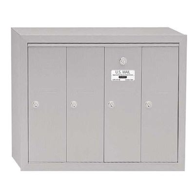 Salsbury Industries Mailbox, Aluminum, Powder Coated, 4 Doors, Surface, 3504ASU - 1 Each