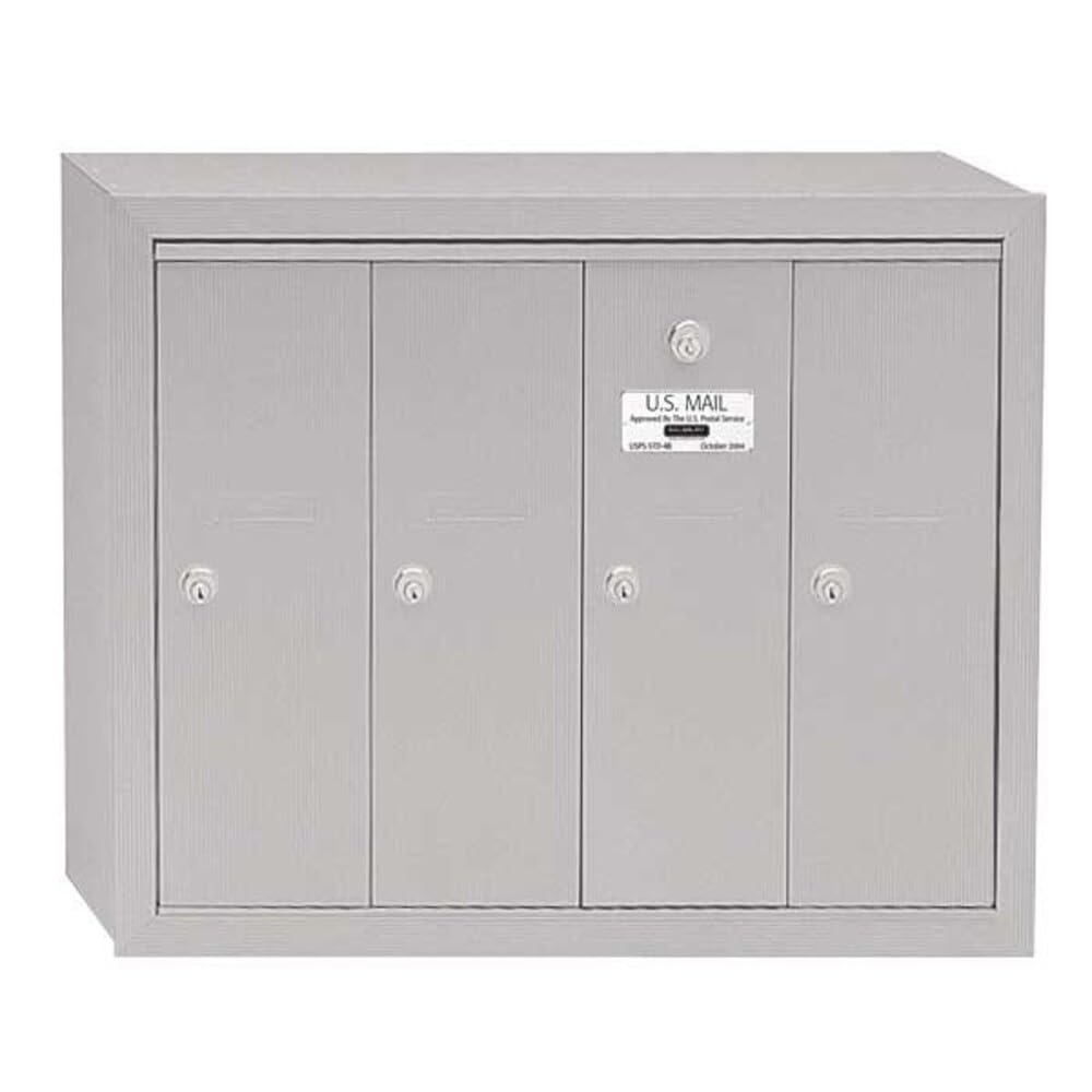 Salsbury Industries Mailbox, Aluminum, Powder Coated, 4 Doors, Surface, 3504ASU - 1 Each