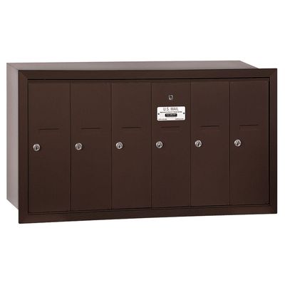 Salsbury Industries 3506ZRP Recessed Mounted Vertical Mailbox with Master Commercial Lock with Private Access and 6 Doors, Bronze