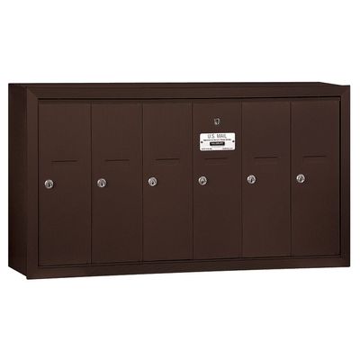 Salsbury Industries 3506ZSP Surface Mounted Vertical Mailbox with Master Commercial Lock with Private Access and 6 Doors, Bronze
