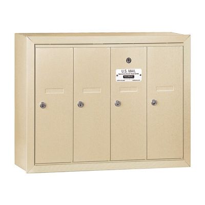 Salsbury Industries 3504SSP Surface Mounted Vertical Mailbox with Master Commercial Lock with Private Access and 4 Doors, Sandstone