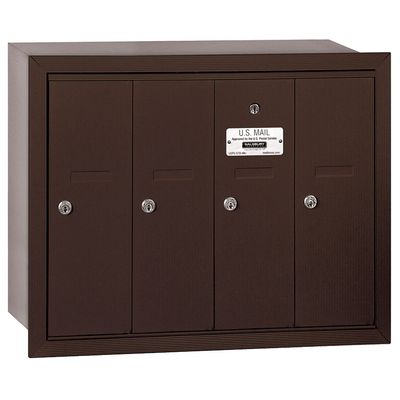 Salsbury Industries 3504ZRP Recessed Mounted Vertical Mailbox with Master Commercial Lock with Private Access and 4 Doors, Bronze
